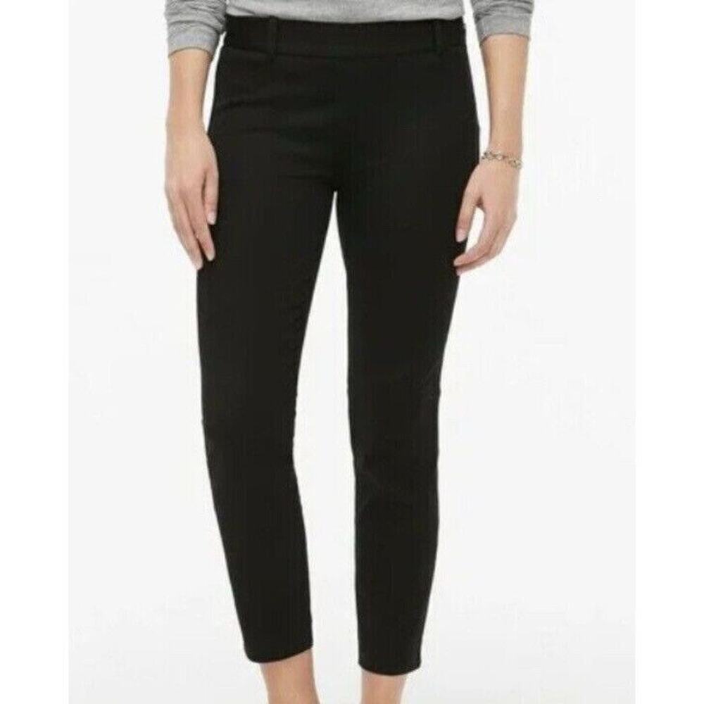 J.Crew Winnie Crop Trouser Dress Pant Straight Leg Belt Loop Side Zip Up 4 Black